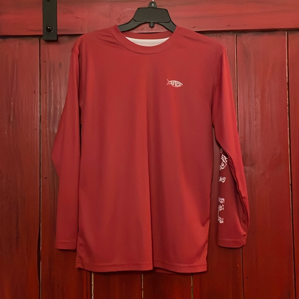 Red AFTCO boys fishing shirt